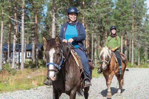 Horseback riding with Finnhorses