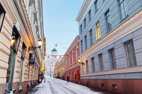 Senate Square and Sofiankatu in winter