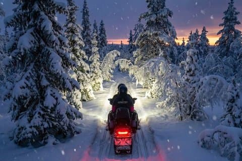3 hour Evening Snowmobile Safari with Campfire & Northern Lights