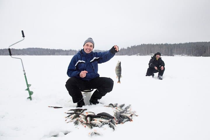 Ice Fishing by Snowmobile from Levi, Finland