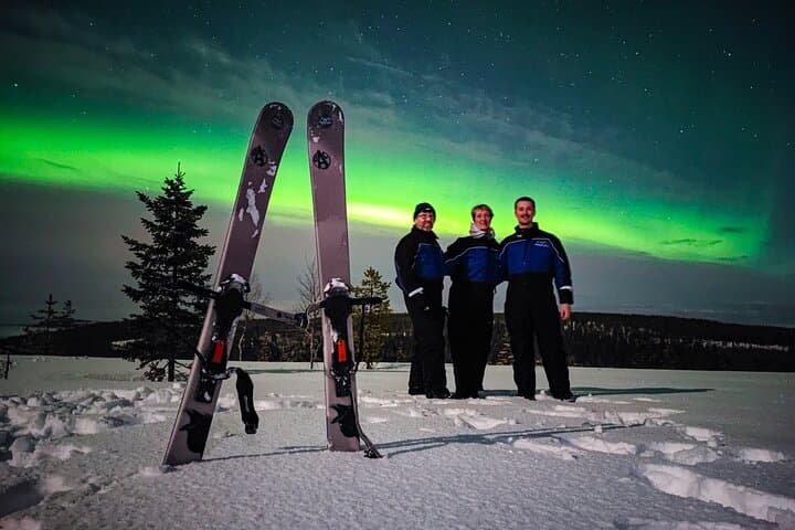 Ski trekking under the Northern Lights in Lapland