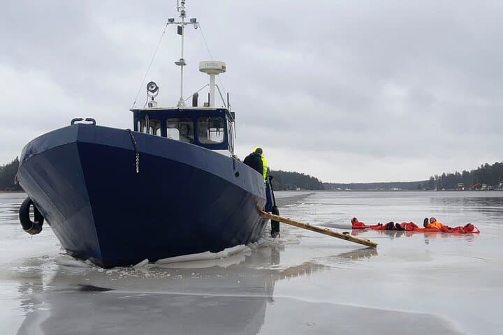 Ice breaking steel boat transport