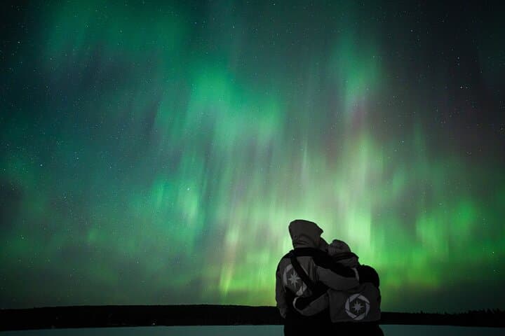 Photography stop with strong Northern Lights