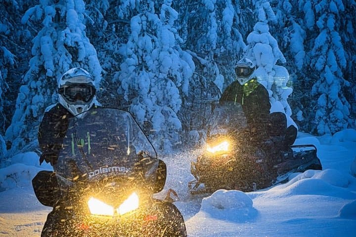 3 hour Evening Snowmobile Safari with Campfire & Northern Lights