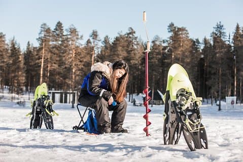Snowshoeing and Ice Fishing trip in Arctic Wilderness