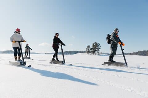 Great snow surfing on a sunny winter day
