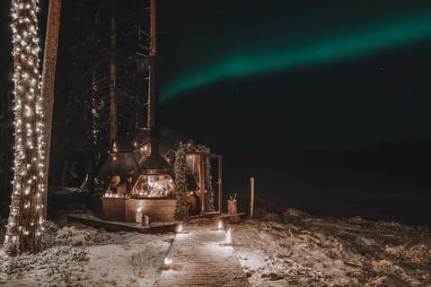 VIP Northern Lights Forest Dinner in a Glass Igloo