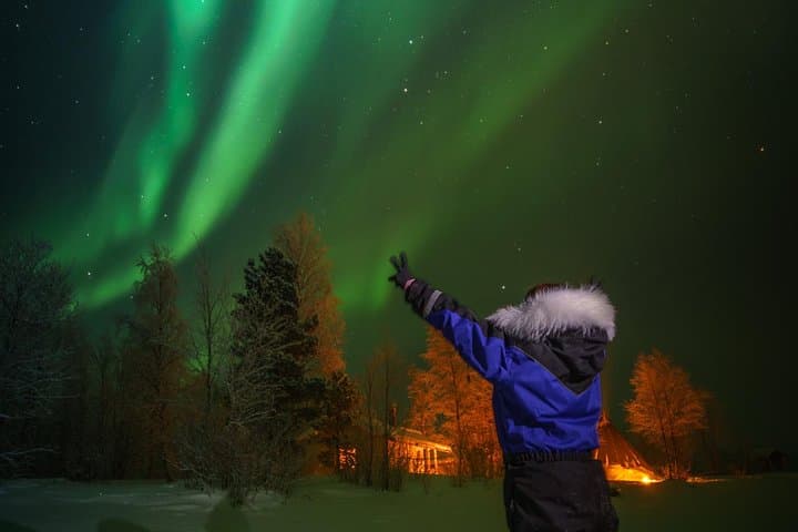 Northern lights tour to Lake Inari from Ivalo, Reindeers & Dinner