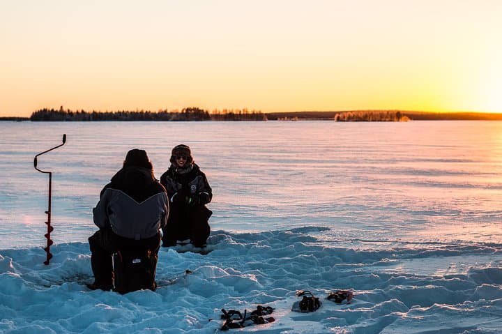 Ice Fishing by Snowmobile from Rovaniemi
