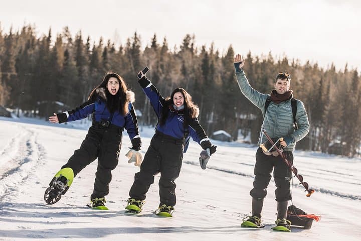 Having a great time with snowshoeing...