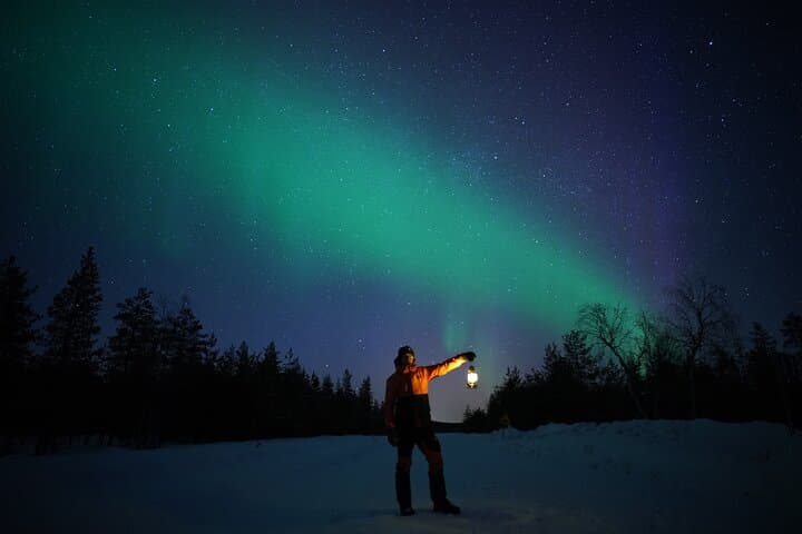 Northern Lights Picnic by the Lake in Rovaniemi Lapland Finland