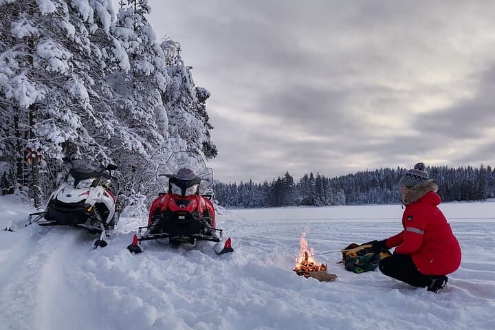 Full-Day Snowmobile Adventure with Open-Fire Lunch (Private)